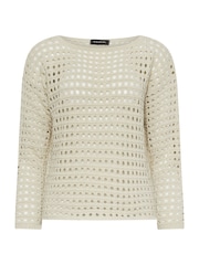 PixieGirl Petite Natural Long Sleeve Crochet Slash Neck Jumper - Image 5 of 5