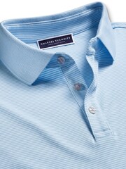Charles Tyrwhitt Blue Short Sleeve Cotton Stretch Stripe Pique Polo Shirt - Image 4 of 5