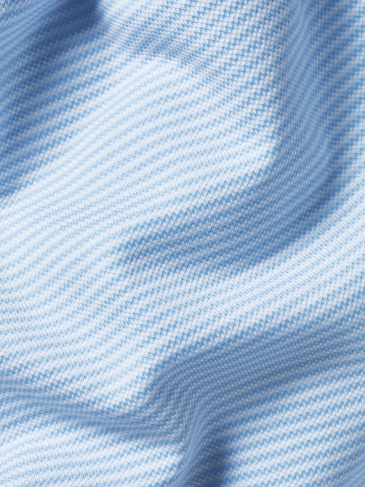Charles Tyrwhitt Blue Short Sleeve Cotton Stretch Stripe Pique Polo Shirt - Image 5 of 5