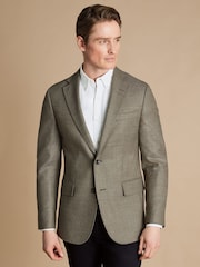 Charles Tyrwhitt Natural Twill Wool Textured Jacket - Image 1 of 5