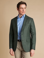 Charles Tyrwhitt Green Twill Wool Texture Jackets - Image 1 of 5
