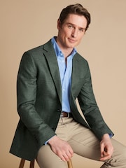 Charles Tyrwhitt Green Twill Wool Texture Jackets - Image 3 of 5
