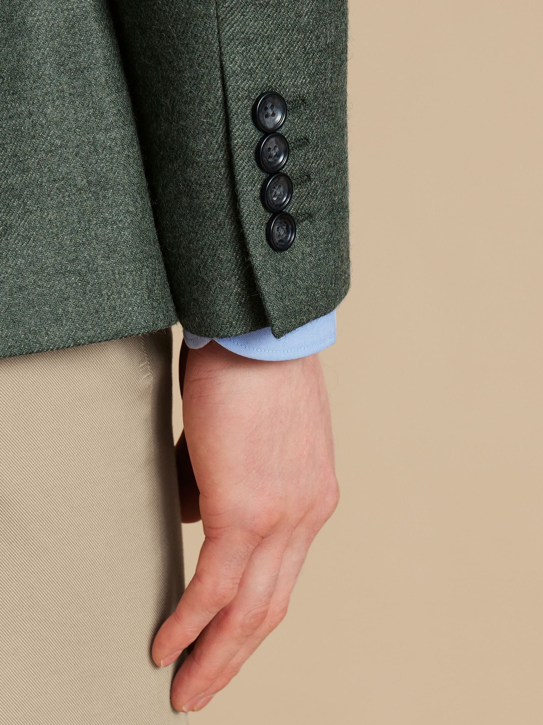Buy Charles Tyrwhitt Green Twill Wool Texture Jackets from