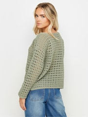 PixieGirl Petite Green Long Sleeve Crochet Slash Neck Jumper - Image 3 of 5