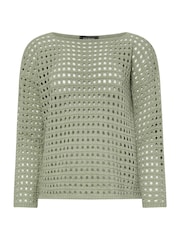PixieGirl Petite Green Long Sleeve Crochet Slash Neck Jumper - Image 5 of 5