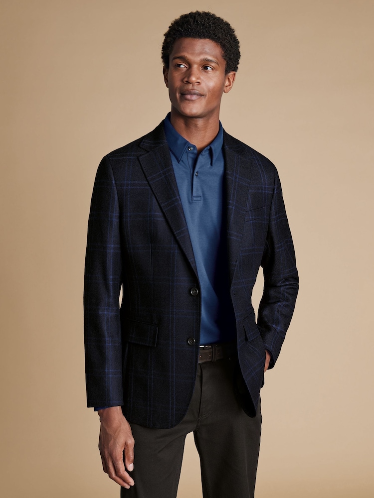 Charles Tyrwhitt Blue Twill Wool Texture Jacket - Image 1 of 5