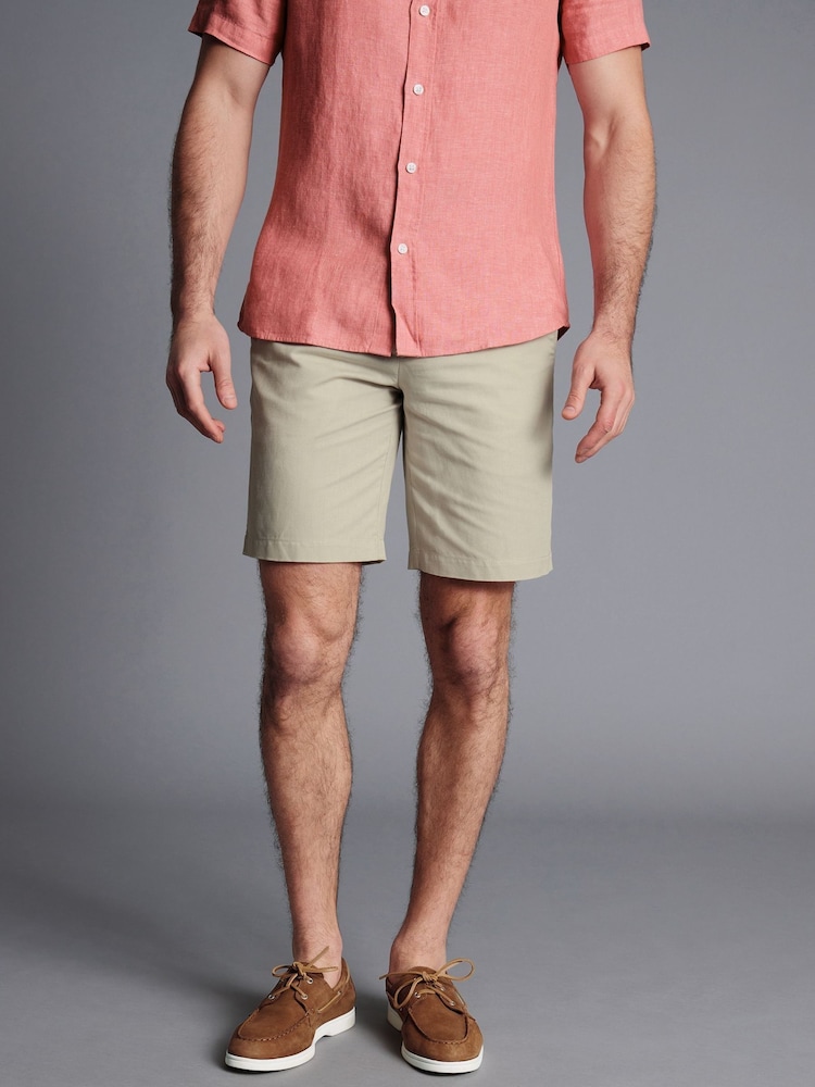Charles Tyrwhitt Natural Cotton Linen Shorts - Image 1 of 5