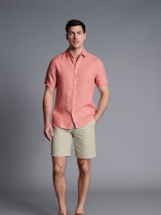 Charles Tyrwhitt Natural Cotton Linen Shorts - Image 3 of 5