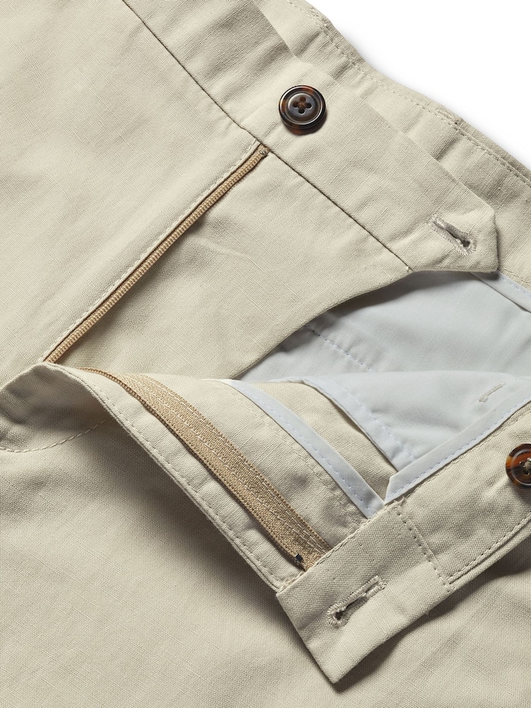 Charles Tyrwhitt Natural Cotton Linen Shorts - Image 5 of 5