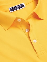 Charles Tyrwhitt Yellow Short Sleeve Cotton Stretch Pique Polo Shirt - Image 4 of 5