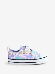 Converse Pink Infant 2V Dinosaur Print Trainers - Image 1 of 9