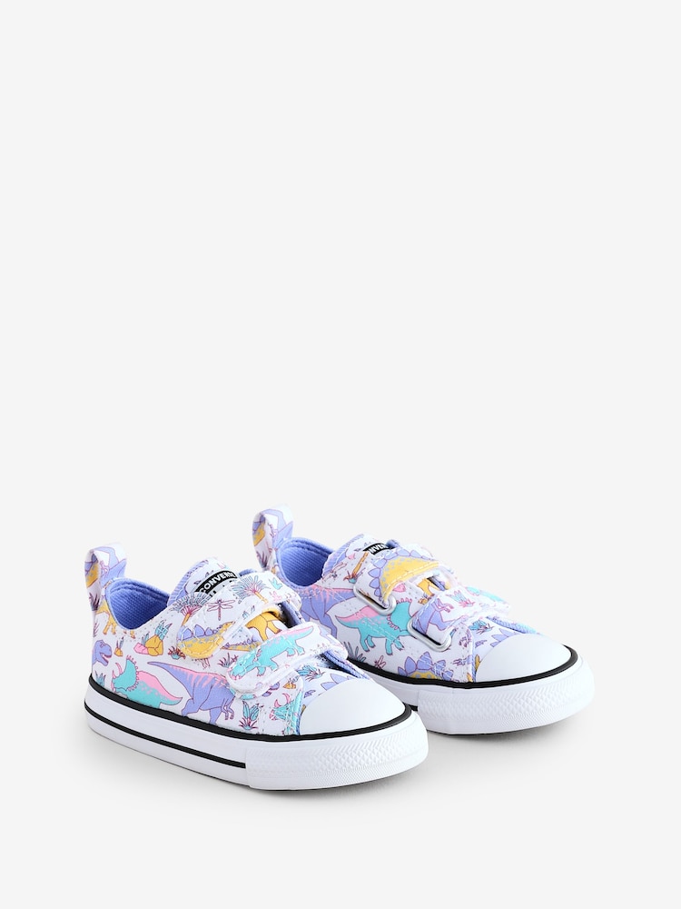 Converse Pink Infant 2V Dinosaur Print Trainers - Image 3 of 9