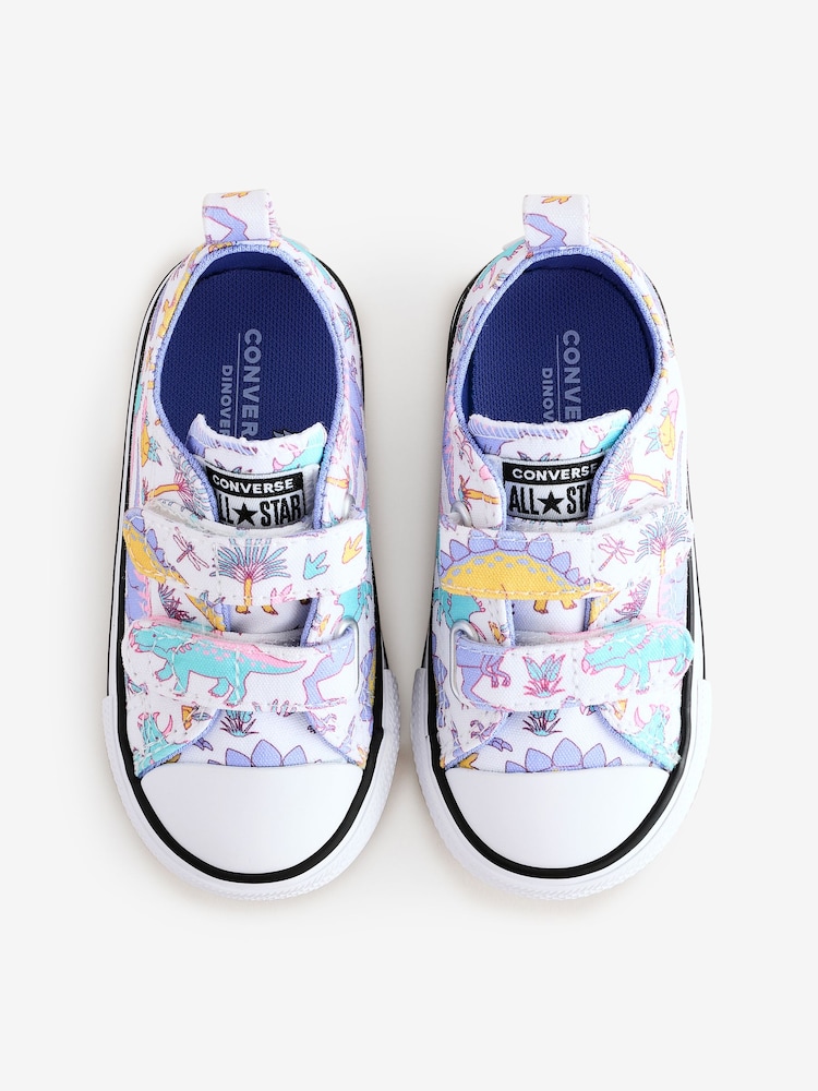 Converse Pink Infant 2V Dinosaur Print Trainers - Image 5 of 9