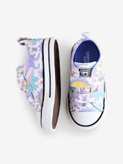 Converse Pink Infant 2V Dinosaur Print Trainers - Image 6 of 9
