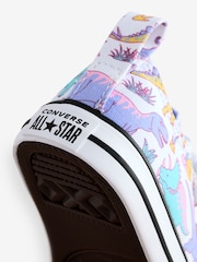 Converse Pink Infant 2V Dinosaur Print Trainers - Image 7 of 9