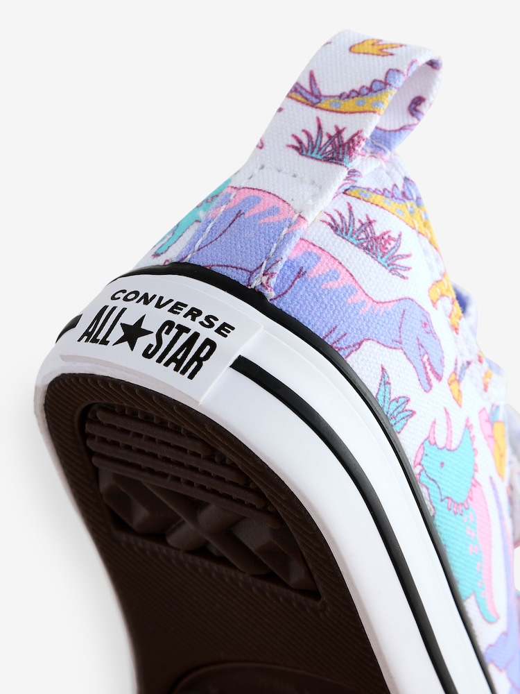 Converse Pink Infant 2V Dinosaur Print Trainers - Image 7 of 9