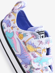 Converse Pink Infant 2V Dinosaur Print Trainers - Image 8 of 9