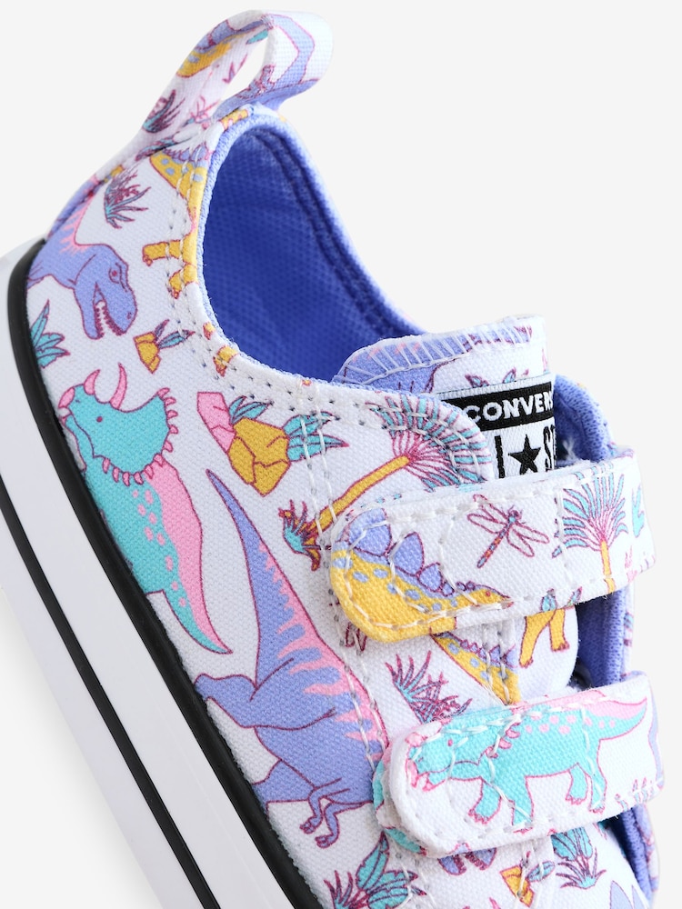 Converse Pink Infant 2V Dinosaur Print Trainers - Image 8 of 9
