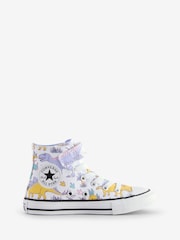Converse Purple Dinosaur Print Easy On High Top Trainers - Image 1 of 9