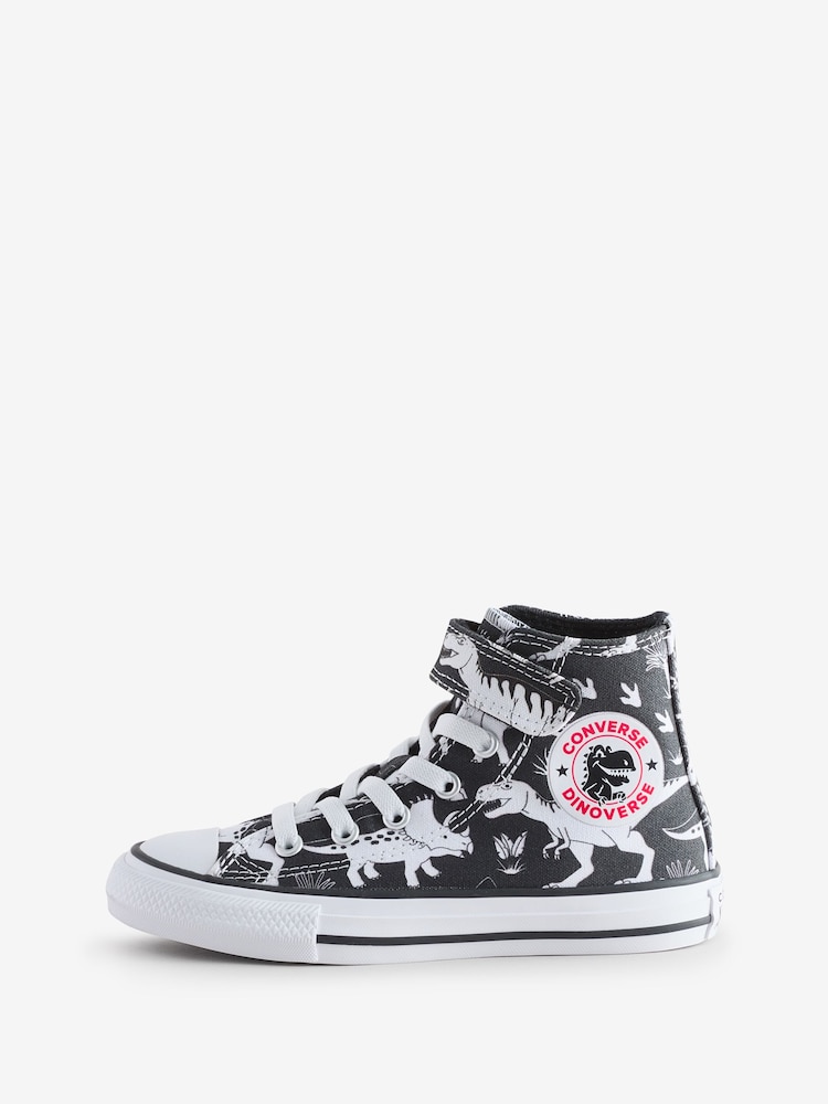 Converse Multi Junior Chuck Taylor Dinosaur Print 1V Easy On Trainers - Image 2 of 9