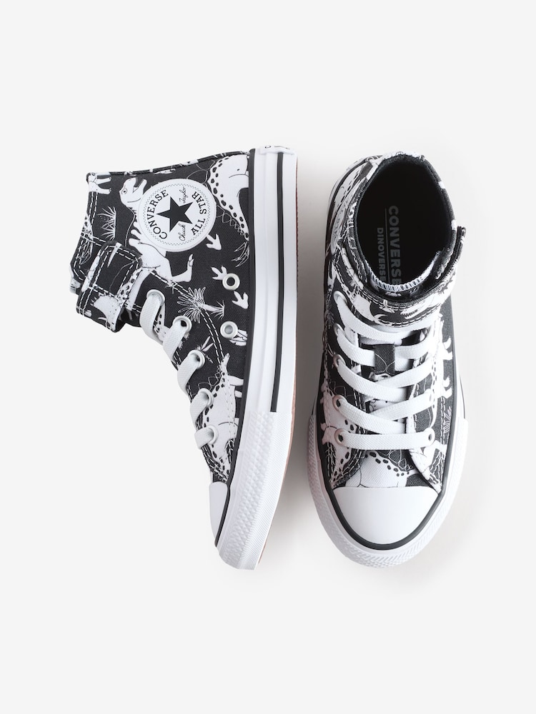 Converse Multi Junior Chuck Taylor Dinosaur Print 1V Easy On Trainers - Image 9 of 9