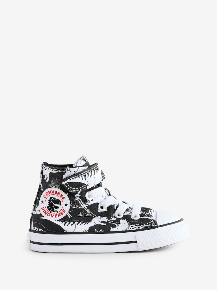 Več - Converse mlajši otroci Chuck Taylor Dinosaur potisk; vzorec 1V športni copati Easy On - Slika 1 iz 9 Več - Converse mlajši otroci Chuck Taylor Dinosaur potisk; vzorec 1V športni copati Easy On - Slika 1 iz 9