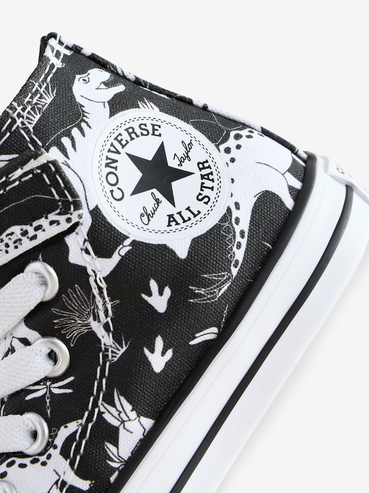 حذاء رياضي Taylor بكعب سميك سهل الارتداء مزيَّن بطبعة ديناصور "1v" للرضيع من Converse - Image 8 of 9