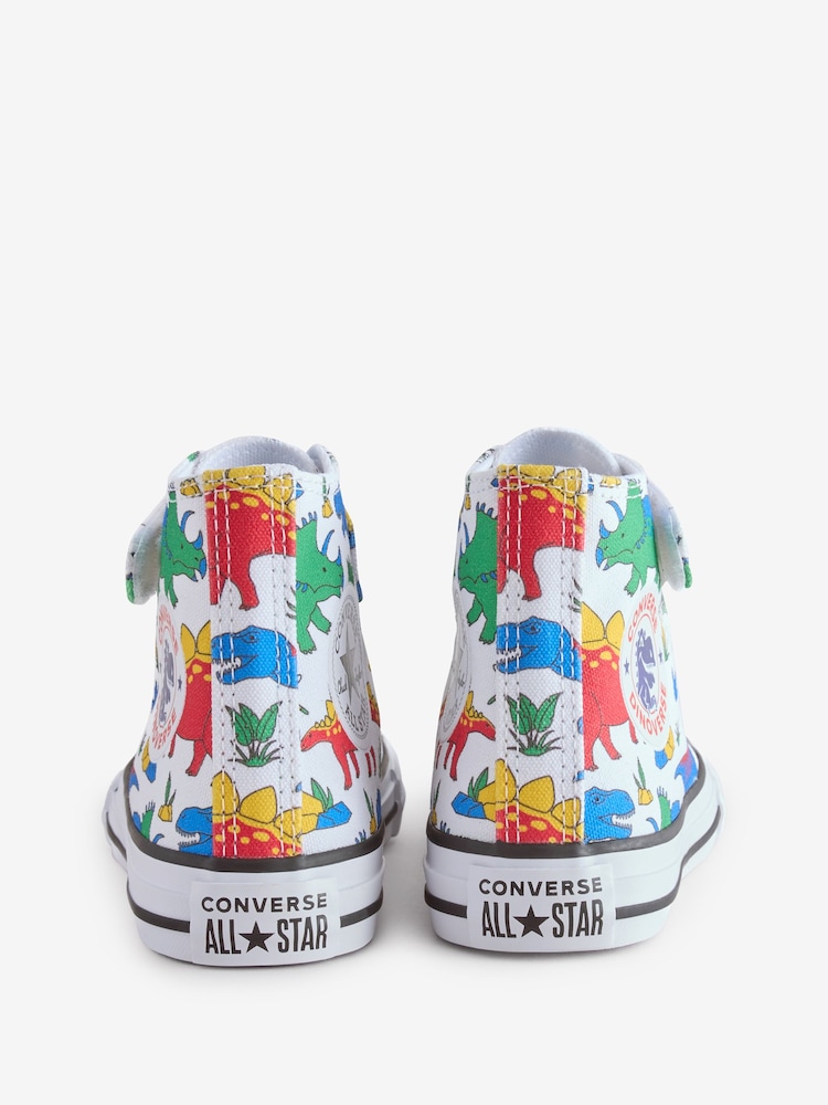 Converse Multi Junior Chuck Taylor Dinosaur Print 1V Trainers - Image 4 of 9