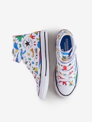 Converse Multi Junior Chuck Taylor Dinosaur Print 1V Trainers - Image 6 of 9