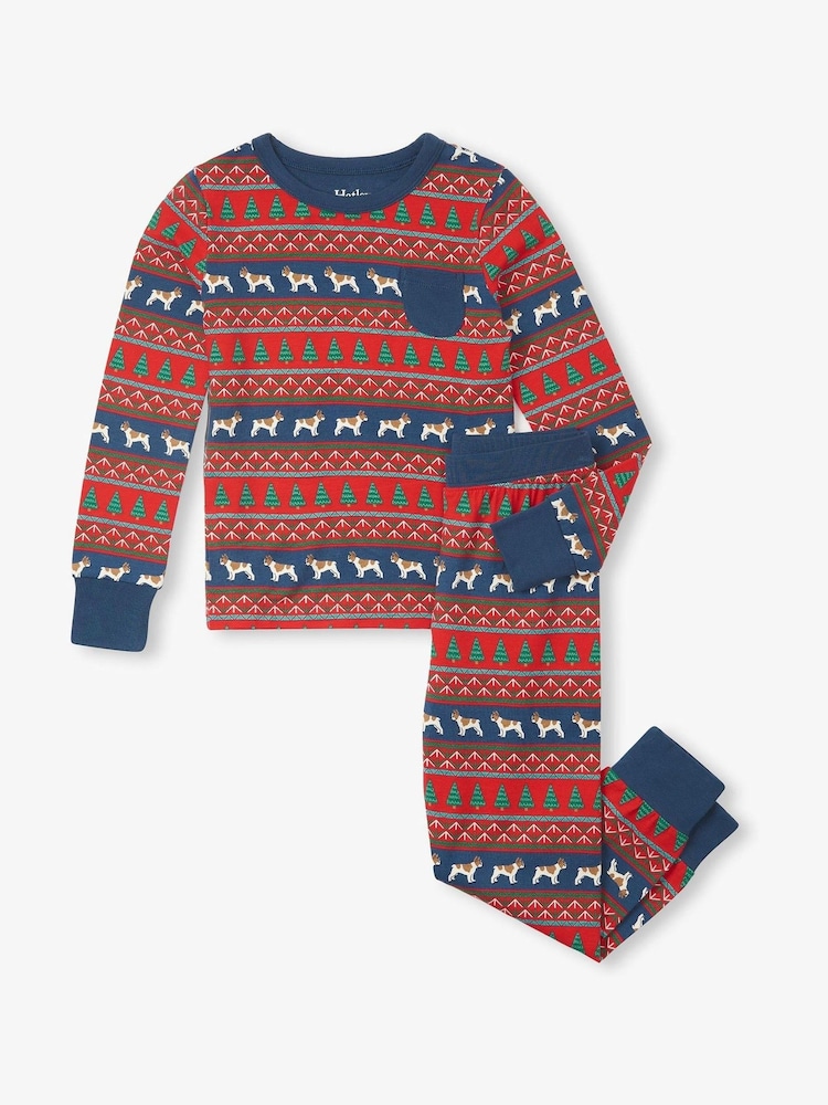 Hatley Red Bulldog Fair Isle Bamboo Christmas Pyjamas - Image 1 of 1