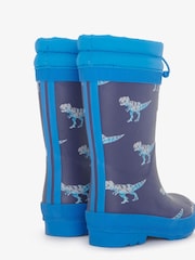 Botas de agua impermeables azules con diseño impermeable de T-Rex y forro de sherpa de Hatley - Imagen 2 de 5