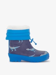 Botas de agua impermeables azules con diseño impermeable de T-Rex y forro de sherpa de Hatley - Imagen 4 de 5