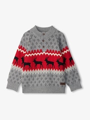 Hatley Grey Winter Elks Mockneck 100% Cotton Sweater - Image 2 of 3
