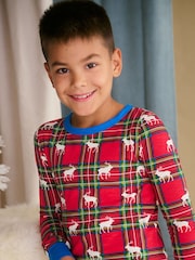 Hatley Red Elk Plaid Stretch Cotton Christmas Pyjamas - Image 2 of 3
