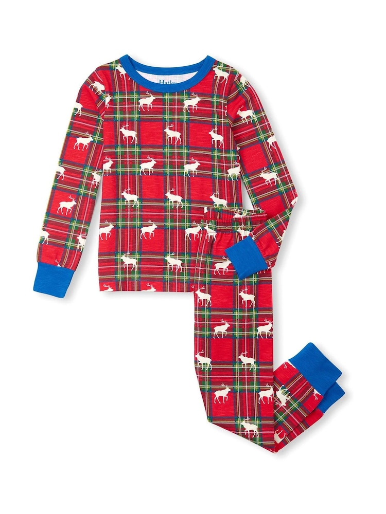 Hatley Red Elk Plaid Stretch Cotton Christmas Pyjamas - Image 3 of 3