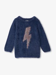 Hatley Blue Metallic Lightening Graphic Fluffy Jumper - Image 2 of 3
