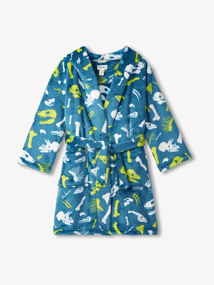 Hatley Blue Dinosaur Fossils Cosy Fleece Dressing Gown - Image 2 of 3