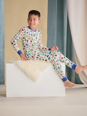 Hatley Falala Cotton Christmas White Pyjamas - Image 1 of 3