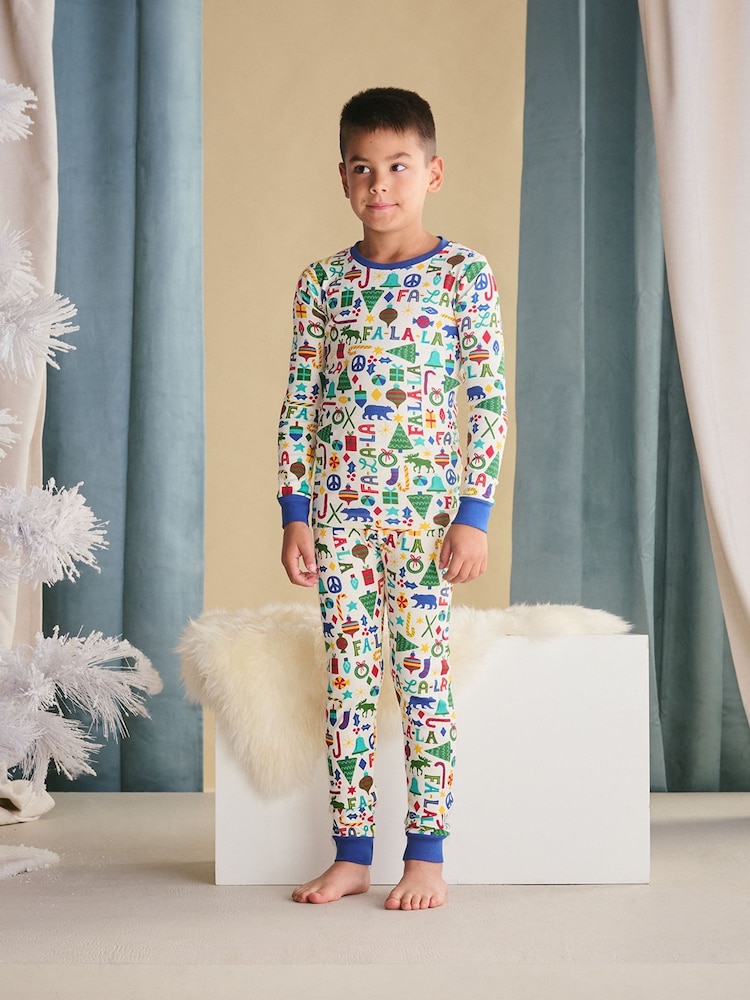 Hatley Falala Cotton Christmas White Pyjamas - Image 2 of 3