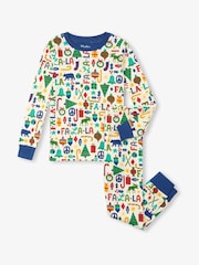 Hatley Falala Cotton Christmas White Pyjamas - Image 3 of 3