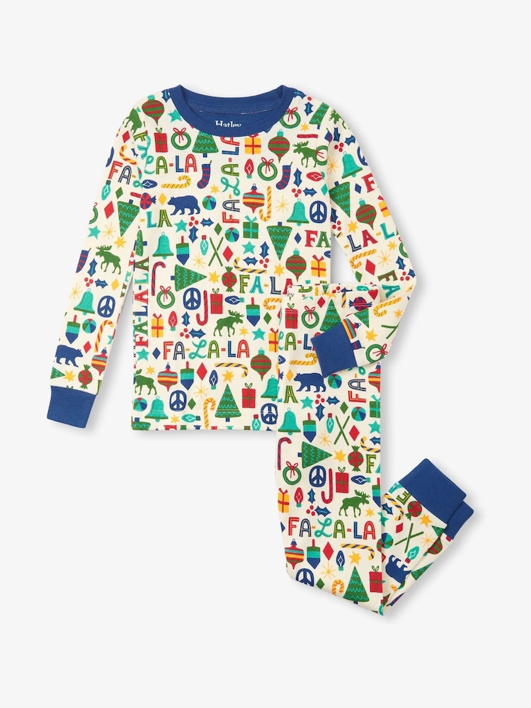 Hatley Falala Cotton Christmas White Pyjamas - Image 3 of 3