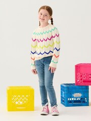 Hatley Rainbow Chevron Raglan Pullover 100% Cotton White Jumper - Image 1 of 3