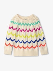 Hatley Rainbow Chevron Raglan Pullover 100% Cotton White Jumper - Image 2 of 3