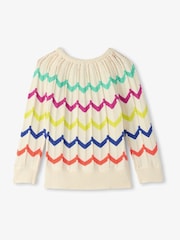 Hatley Rainbow Chevron Raglan Pullover 100% Cotton White Jumper - Image 3 of 3