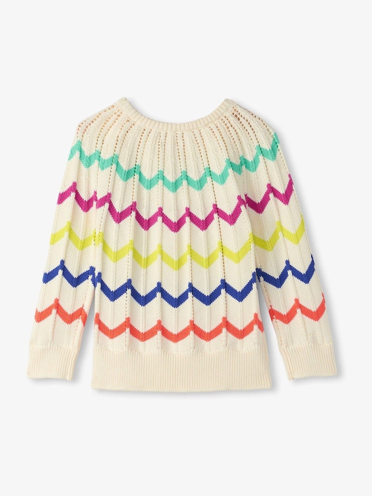 Hatley Rainbow Chevron Raglan Pullover 100% Cotton White Jumper - Image 3 of 3