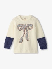 Hatley Sequing Bow Fluffy Sleeve White Jumper - Image 2 of 3
