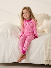 Hatley Pink Lightening Bolts and Stars Stretch Cotton Pyjamas - Image 1 of 2