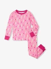 Hatley Pink Lightening Bolts and Stars Stretch Cotton Pyjamas - Image 2 of 2