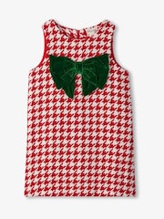 Hatley Red Big Bow Houndstooth Mini Shift Dress - Image 1 of 2