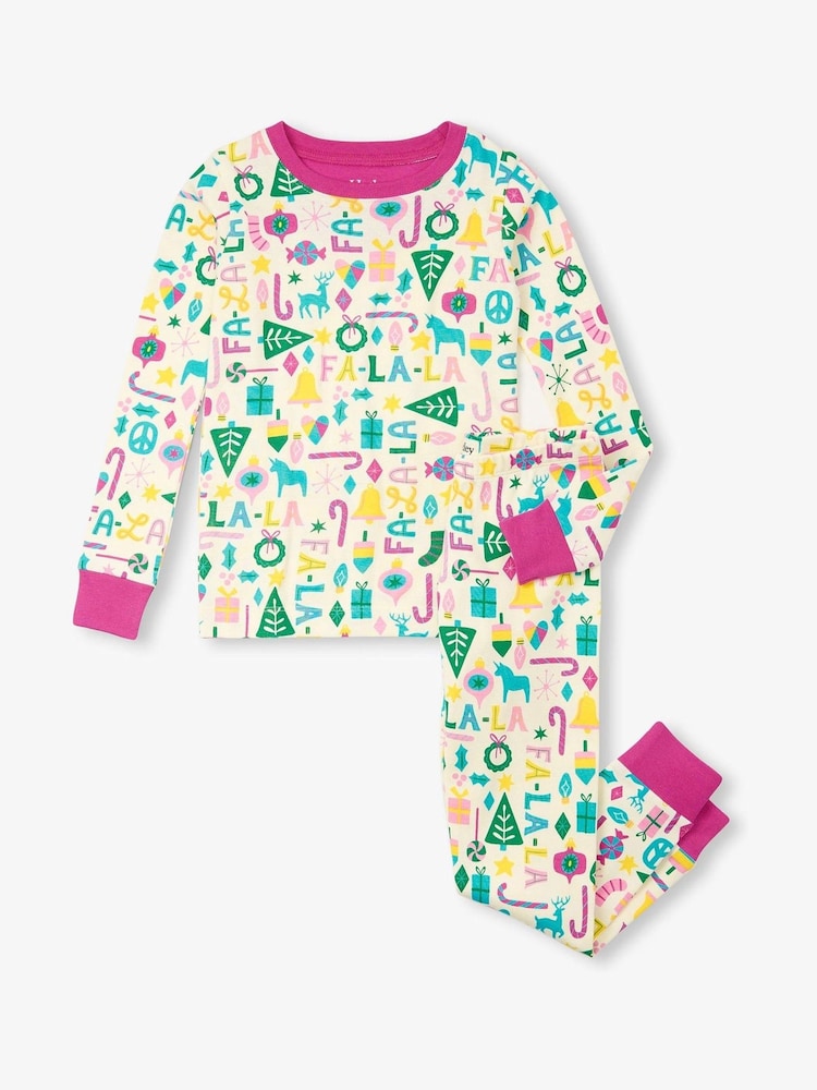 Hatley Falala Cotton Christmas White Pyjamas - Image 3 of 3